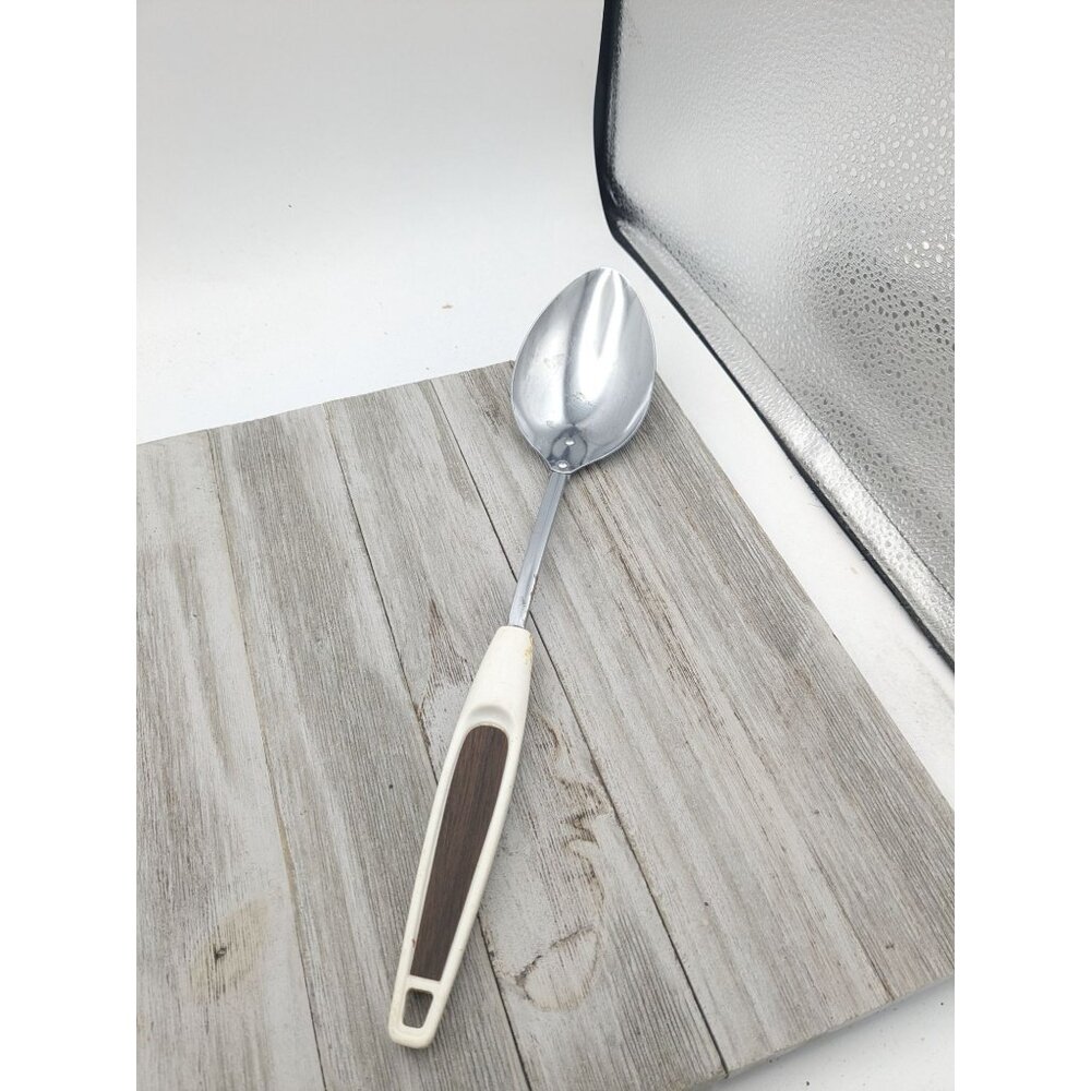 Foley Chrome Plate Serving Solid Spoon 13" White Handle USA